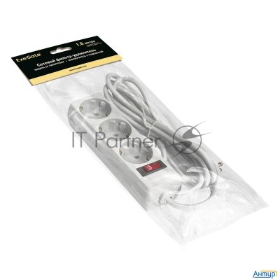 Сетевой фильтр Exegate Ex221178rus Sp-3-1.8w (3 розетки, 1.8м, евровилка, белый)