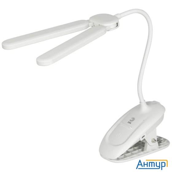 ЭРА Б0057207 Настольный светильник Nled-512-6w-w светодиодный аккумуляторный на прищепке белый
