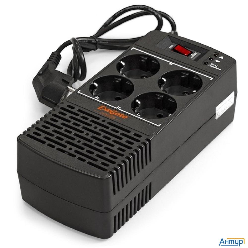 Exegate Ep285940rus Стабилизатор Exegate Power Ad5000-1200 (1200va/600w, диапазон 150...280В, 4 евро