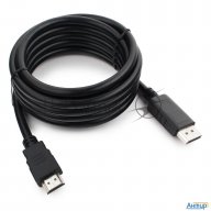 Кабель Displayport-hdmi Gembird/cablexpert  3м, 20m/19m, черный, экран, пакет(cc-dp-hdmi-3m)