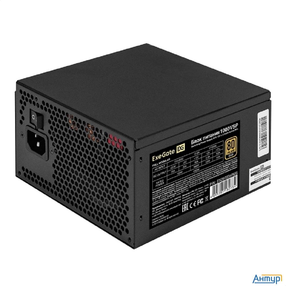 Exegate Ex297234rus Блок питания 1000w Exegate 80 Plus® Gold 1000vsp Fc (atx3.0, Apfc, КПД 90% (80 P