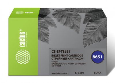 Картридж струйный Cactus Cs Ept8651 черный  8000стр.  для Epson Wf5190/5690
