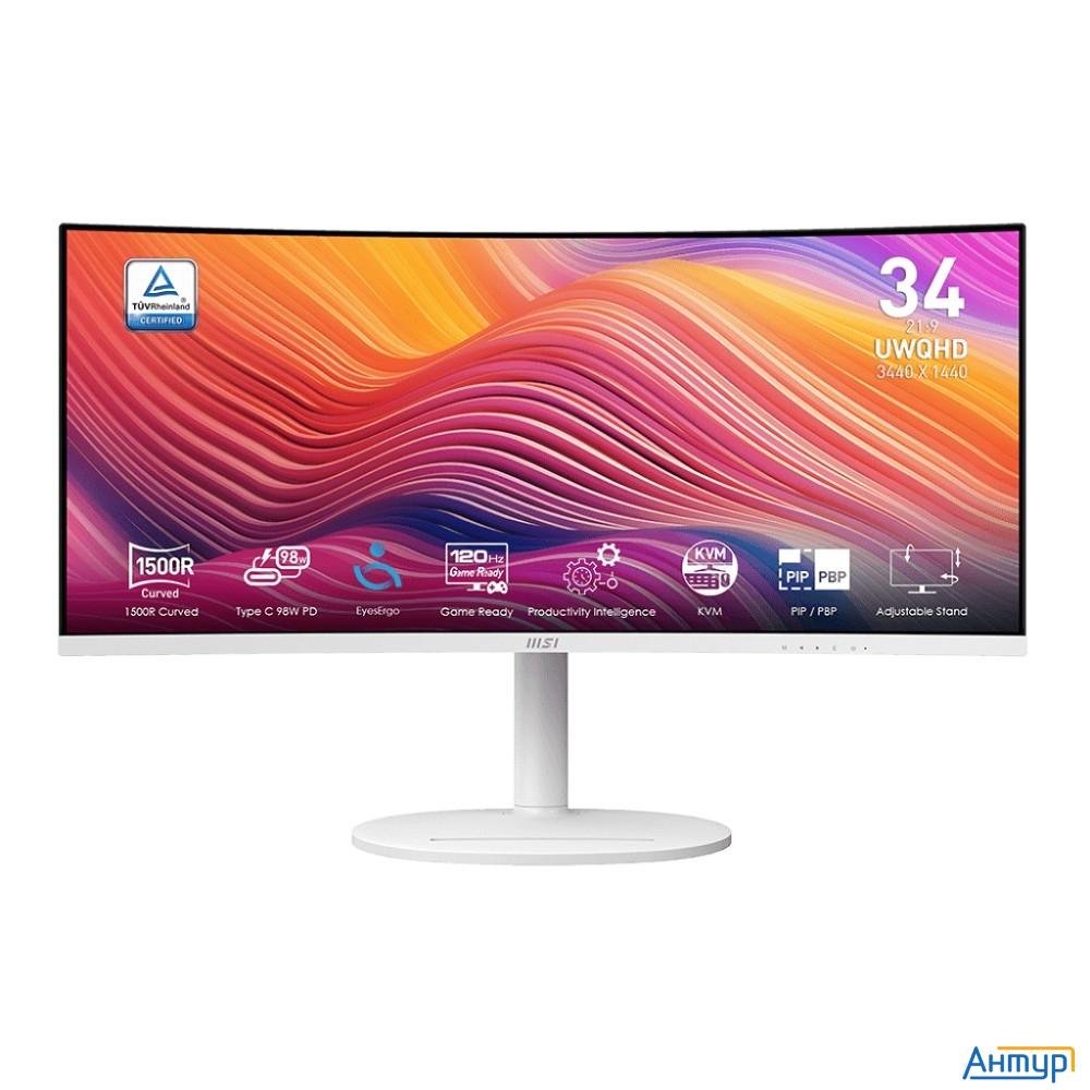 Msi Modern 34" Md342cqpw White {va Curved 3440x1440 120hz 1ms 3000:1 21:9 300cd 2xhdmi Displayport 2