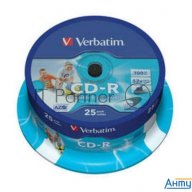 Диск Cd-r Verbatim 700mb 52x Cake Box (25шт) Printable (43439)