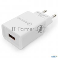 Адаптер питания Cablexpert Mp3a-pc-16, Qc 3.0, 100/220v - 1 Usb порт 5/9/12v, белый