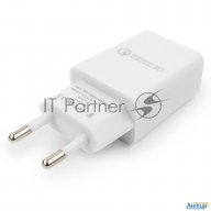 Адаптер питания Cablexpert Mp3a-pc-16, Qc 3.0, 100/220v - 1 Usb порт 5/9/12v, белый