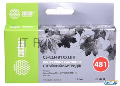 Картридж струйный Cactus Cs-cli481xxlbk черный (12мл) для Canon Pixma Tr7540/tr8540/ts6140/ts8140