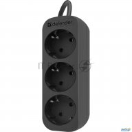 Удлинитель Defender с заземлением M350 5.0 м, 3 розетки, черный