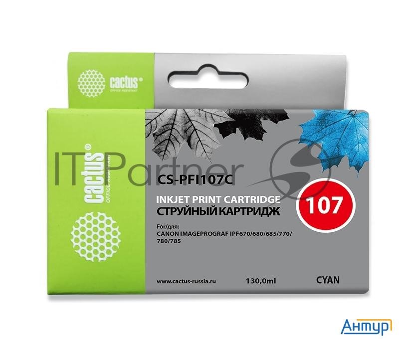 Картридж струйный Cactus Cs-pfi107c синий (130мл) для Canon Ip Ipf670/ipf680/ipf685/ipf770/ipf780/ip