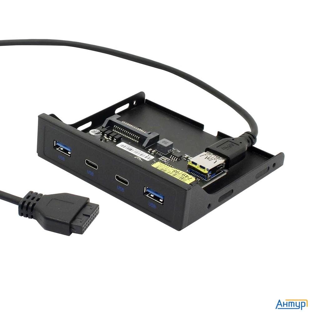 Orient C092, Планка портов 3.5" на переднюю панель 2xusb Type-c + 2xusb 3.0 (usb3.2 Gen1), 20pin каб
