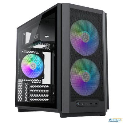 Gamemax Корпус F36 Bk без БП (midi Tower, Atx, Черный, 1*usb Type-c, 3*120мм)