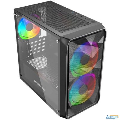 Powercase Mistral Micro A3b Argb, Tempered Glass, 2x 140mm Argb Pwm+1x 120mm Argb Pwm, чёрный, Matx