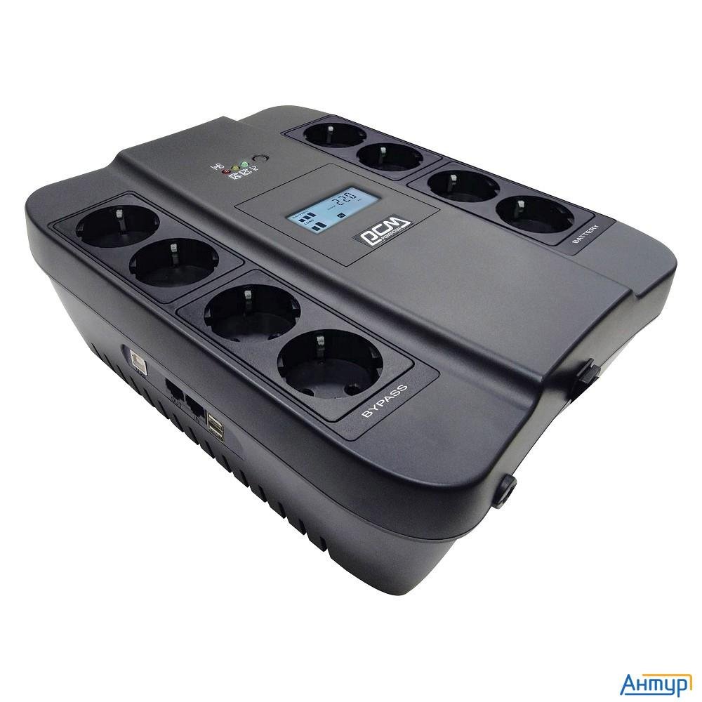 Powercom Spider Spd-550u Lcd Usb ИБП {line-interactive, 550va / 330w, 8xeuro: 4 с резервным питанием