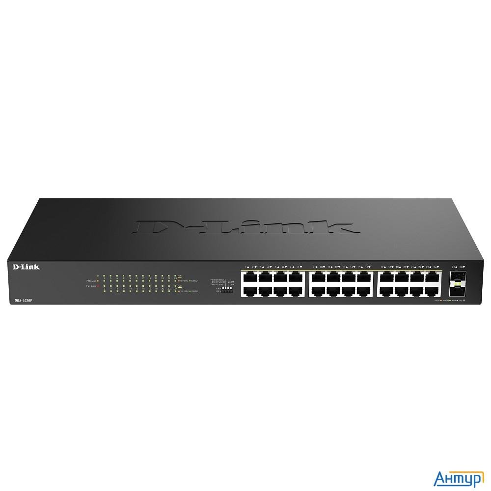 D-link Dgs-1026p/a1a Конфигурируемый коммутатор с 24 портами 10/100/1000base-t, 2 портами 1000base-x