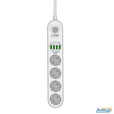 Perfeo Ld_b4438  Ldnio Se4432/ Сетевой удлинитель 2м + ЗУ на 4 Usb/ 4 розетки (медь) - 2500w/ Usb -