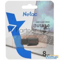 Флеш Диск Netac U197 8gb <nt03u197n-008g-20bk>, Usb2.0, пластиковая, черная