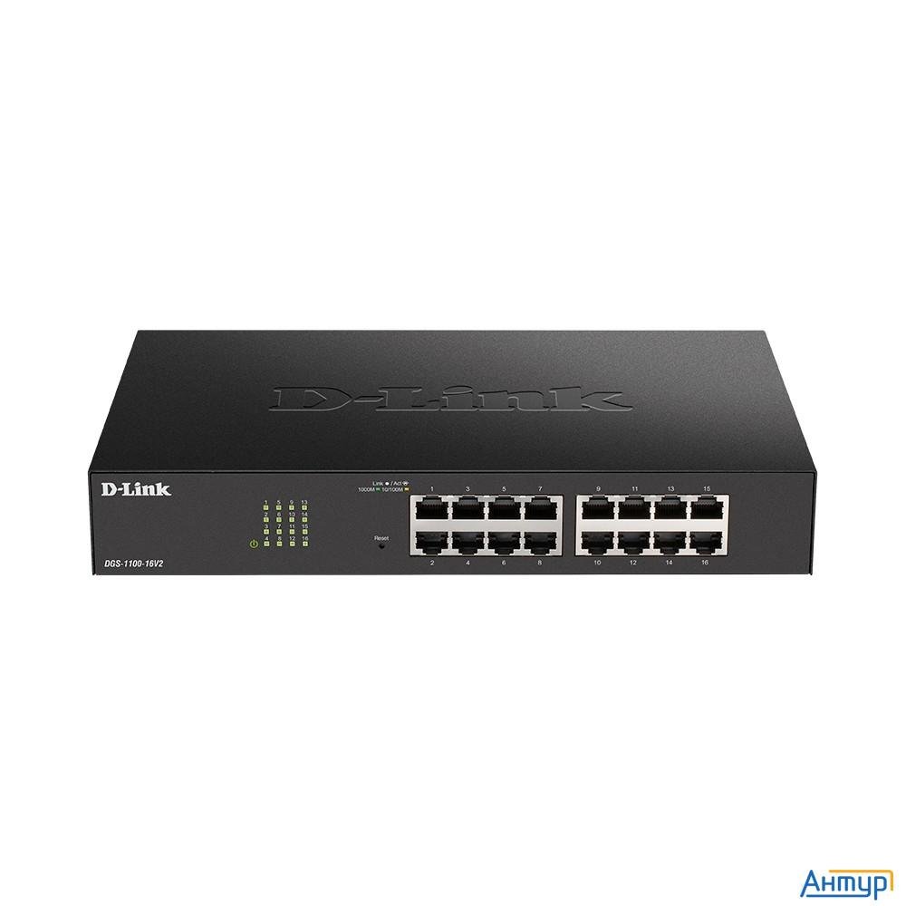 D-link Dgs-1100-16v2/a2a Настраиваемый L2 коммутатор C 16 портами 10/100/1000base-t
