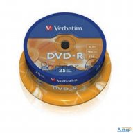Диск Dvd-r Verbatim 4.7gb 16x Cake Box (25шт) (43522)