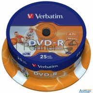 Диск Dvd-r Verbatim 4.7gb 16x Cake Box (25шт) Printable (43538)