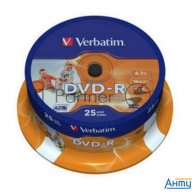 Диск Dvd-r Verbatim 4.7gb 16x Cake Box (25шт) Printable (43538)