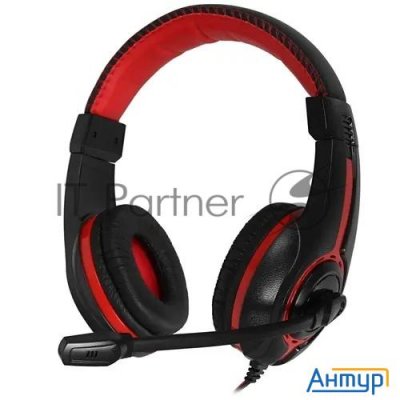 Наушники с микрофоном Oklick Hs-l200 черный/красный 2м мониторы оголовье (y-819)