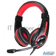 Наушники с микрофоном Oklick Hs-l200 черный/красный 2м мониторы оголовье (y-819)