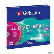 Диск Dvd-rw Verbatim 4.7gb 4x Slim Case (5шт) Color (43563)
