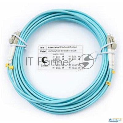 Комм. шнур оптический Cabeus Tight Buffer, Duplex Lc/lc, Om3 50/125, Lszh, 5м, O 3мм, серый хвостови