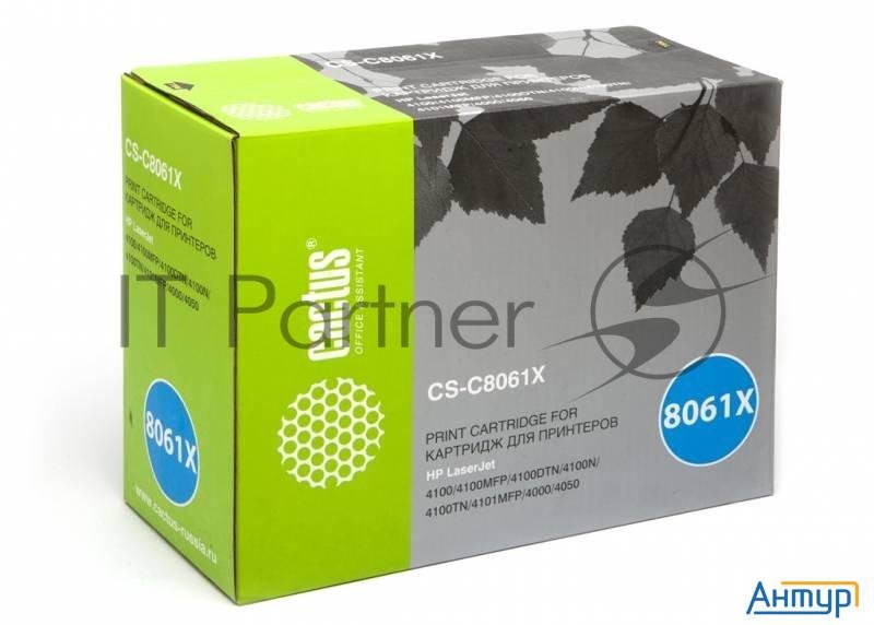 Тонер-картридж Cactus Cs-c8061x черный (10000 стр.) для Hp Lj 4100/ 4000/4050