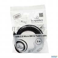 Кабель Cablexpert Ccp-usb2-mbmcm-10 Usb2.0 Microbm/usb3.1typec, 3м,
