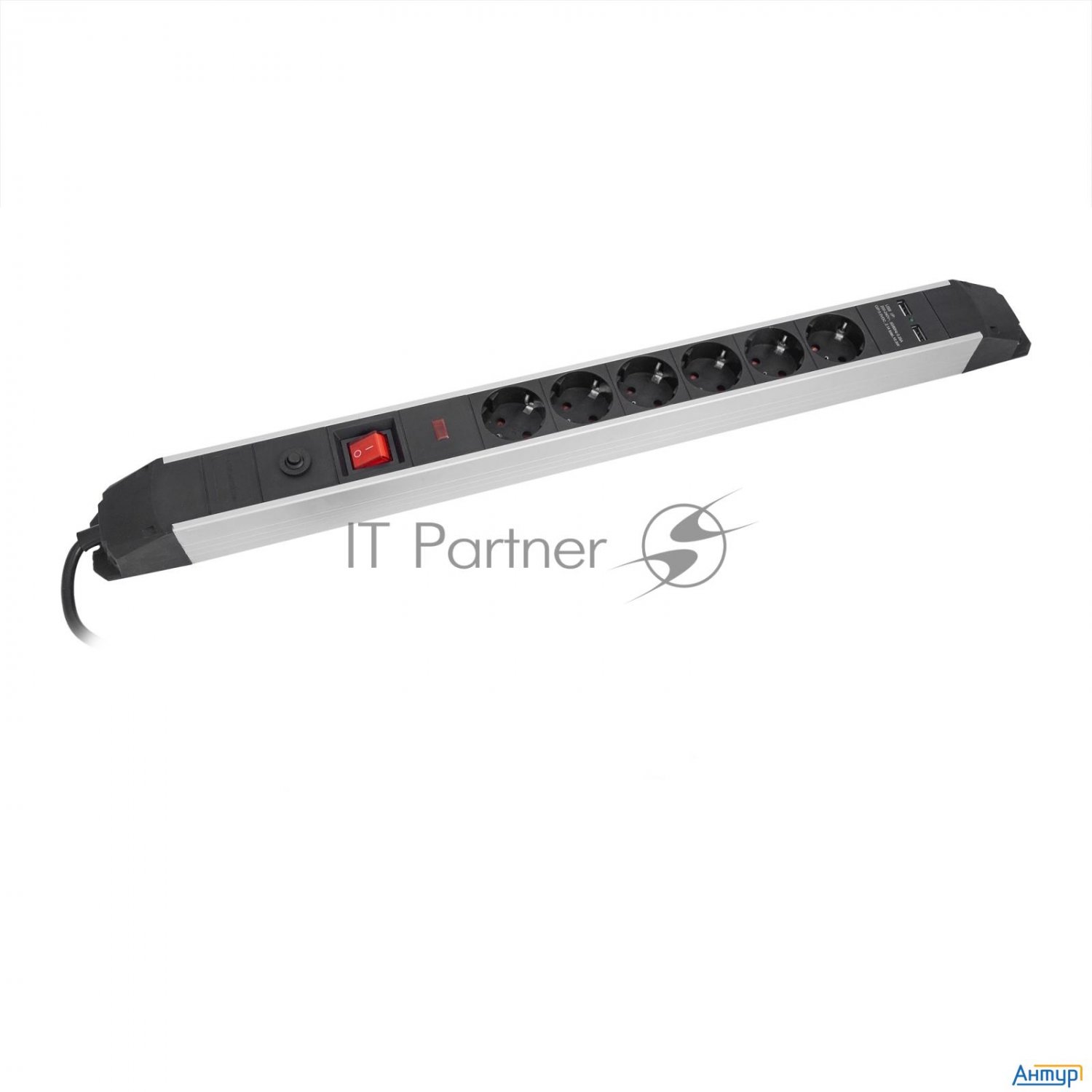 Удлинитель сетевой СТАРТ Sp 6x1 Zdvt 2usb, 6 розеток, до 16А, 1.5м, с заземлением, кнопка включения,