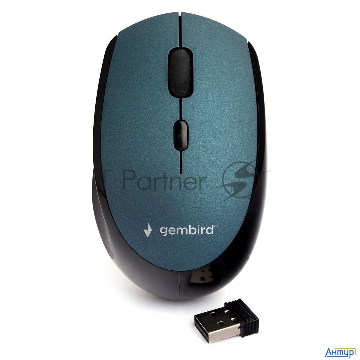 Gembird Musw-354-b {Мышь беспроводная, синий, бесш.клик, Soft Touch, 3кн.+колесо-кнопка, 2400dpi, 2,