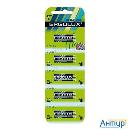 Ergolux Lr27a Bl-5 (a27-bp5, батарейка,12В) (5 шт. в уп-ке)