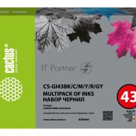 Чернила Cactus Cs-gi43bk/c/m/y/r/gy голубой/пурпурный/желтый/черный 6x для Canon Pixma G640/540