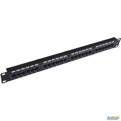 Патч-панель 19" Neomax [nm-pp-1u24p-uc5e-d-101-bk] 1u, 24 порта, кат.5e, Utp, Dual Idc, цвет черный