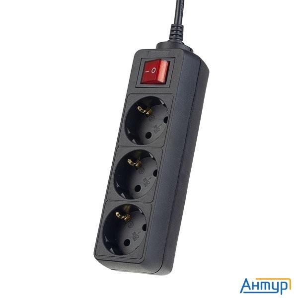 Perfeo Сетевой удлинитель с кнопкой "powermate", Pf_a4676 (1,8м, 3 розетки, черный (pf-pm-3/1,8-b))