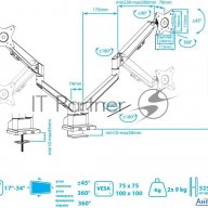 Кронштейн Arm Media Lcd-t36 Silver, 4 шт/уп. Кр. алюм. настол. для 2-х мон. 15"-34", Max 2х9 кг, нак