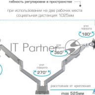 Кронштейн Arm Media Lcd-t36 Silver, 4 шт/уп. Кр. алюм. настол. для 2-х мон. 15"-34", Max 2х9 кг, нак