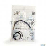 Переходник Minidisplayport - Hdmi, Cablexpert A-mdpm-hdmif-02, 20m/19f, кабель 15см, черный, пакет