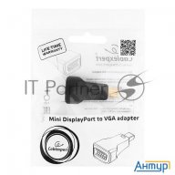 Переходник Minidisplayport - Vga, Cablexpert A-mdpm-vgaf-01, 20m/15f, черный, пакет