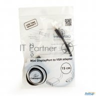Переходник Minidisplayport - Vga, Cablexpert A-mdpm-vgaf-02, 20m/15f, длина 15см, черный, пакет
