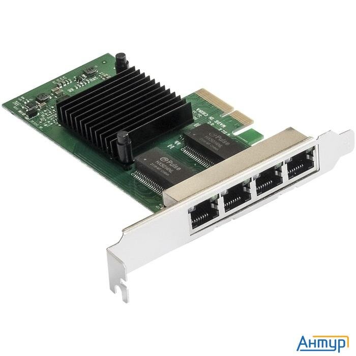 Exegate Ex292508rus Сетевой адаптер Exegate Exe-i350-t4v2 (pci-e X4 V2.1, порты 4xrj45 (медные), 10/