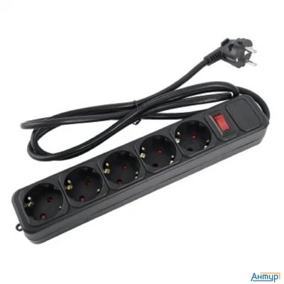 Perfeo сетевой фильтр "real Power", 5,0м, 5 розеток, 16А, 3500 Вт, тройная защита, черный.