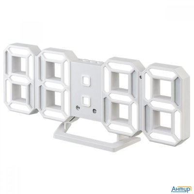 Perfeo Led часы-будильник "luminous 2", белый корпус / белая подсветка (pf-6111) [pf_b4921]