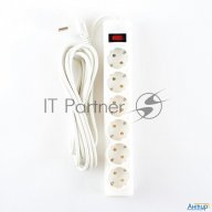 Сетевой фильтр Defender Фильтр Dfs 155 5.0 M, 6 розеток, белый 99493