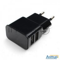 Адаптер питания Cablexpert Mp3a-pc-12 100/220v - 5v Usb 2 порта, 2.1a, черный