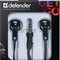 Наушники Defender Наушники вставки Basic 609 черный + белый 63609