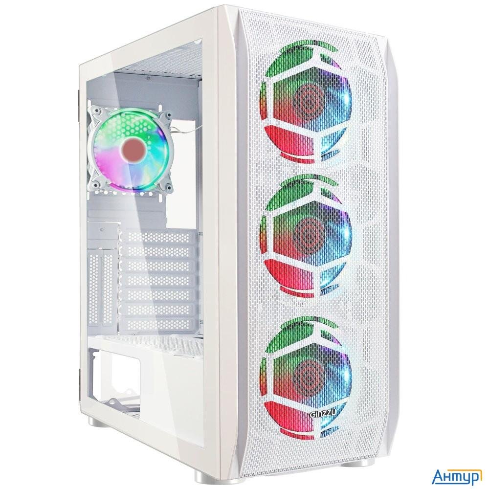 Ginzzu Gl 390 боковая дверца закаленное стекло на петлях на магнитах, Controller Crc10, 4* 12r6w Fan