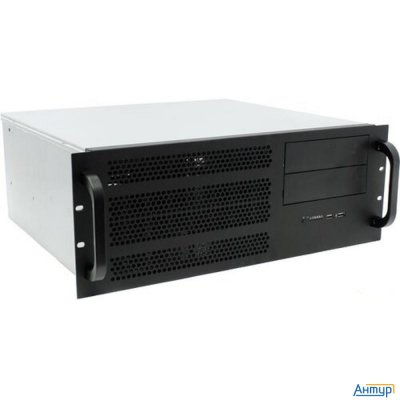 Procase Em439-b-0 черный {4u глубина 390мм, внешн 1x5.25, внутр 4xhdd, Mb 12"x13", без Б/П Ps2}
