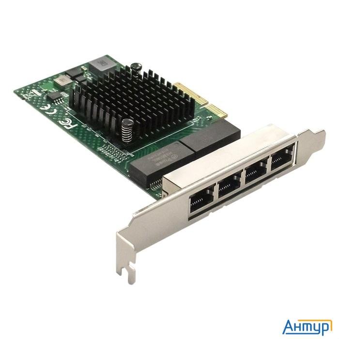 Exegate Ex293453rus Сетевой адаптер Exegate Exe-bcm5719 (pci-e X4 V2.0, порты 4xrj45, 10/100/1000mbp
